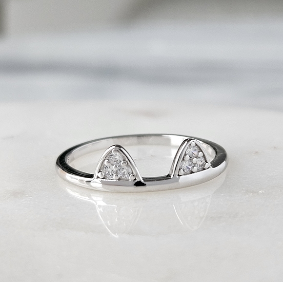 Cat Ear Ring, Solid 925 Sterling Silver Charmed Aroma Cat Collection - Picture 3 of 8